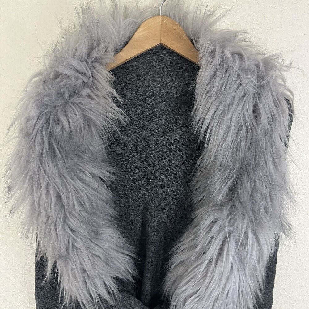 Evelyne Prelonge Faux Fur Cashmere Blend Triangle Scarf Wrap Made in France - Picture 2 of 6